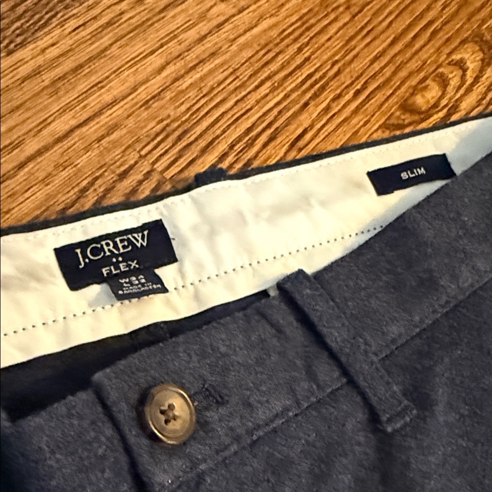 J. Crew Men's Dark Blue Flannel trousers - Picture 2 of 11